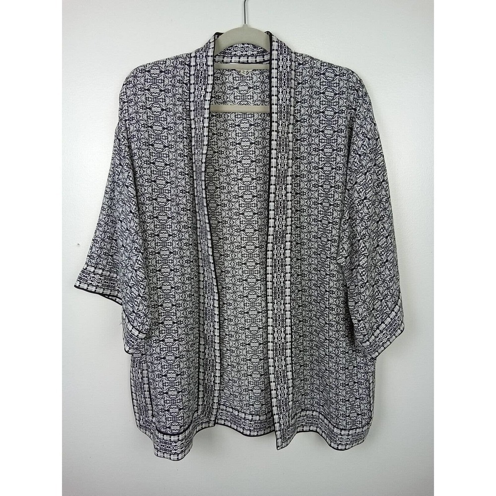 Max Studio Kimono Women Small Geometric Open Relaxed Boho Artsy Beach